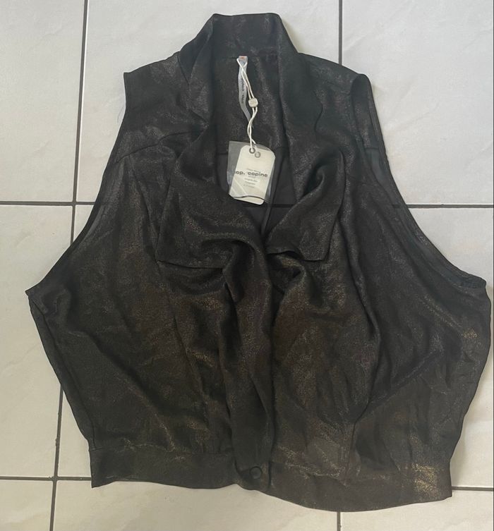 Haut Cop Copine TS sans manches couleur noir brillant Neuf avec étiquette - photo numéro 6