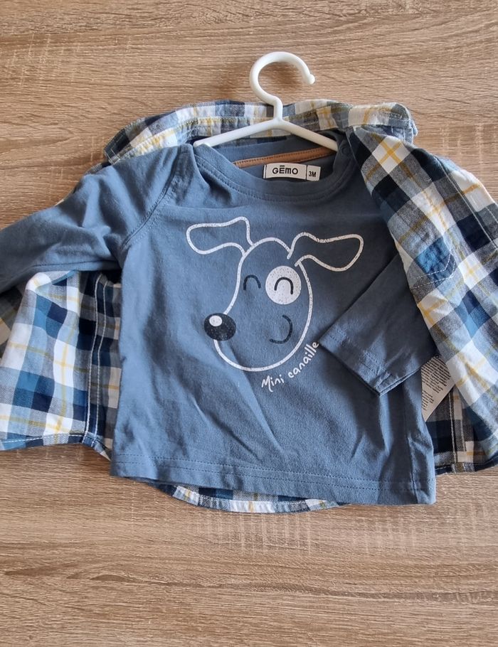 Ensemble t-shirt +chemise - photo numéro 2