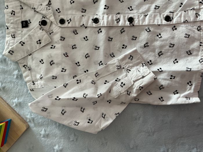 chemise manches longues blanc motifs notes de musique noir 23 mois - photo numéro 4