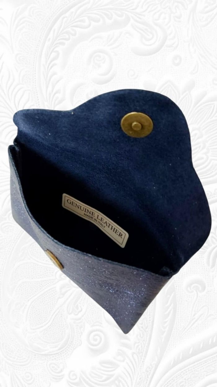Porte cartes cuir irisé bleu nuit - photo numéro 3
