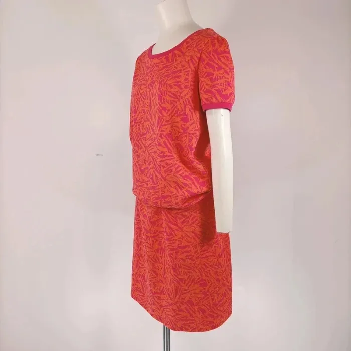 Ensemble Tee-shirt + jupe rose/orange à motif feuillage - Taille M - A309 - photo numéro 2