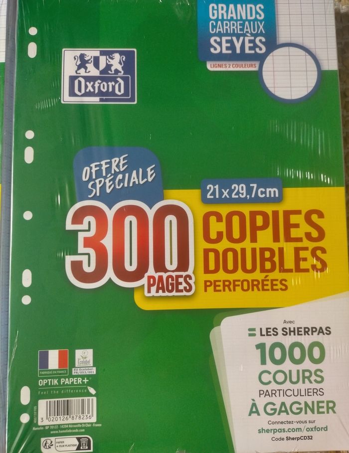 Lot copies doubles perforées Oxford - photo numéro 2