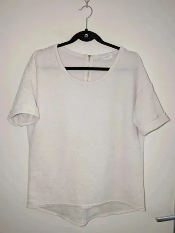 Tee-shirt femme crème col rond oversize taille M Cache-cache