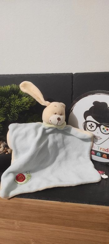 Doudou plat chien lapin bleu escargot tex beige vert rouge bandana Marron Blanc