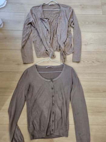 Lot de 2 gilets camaïeu, marron, taille S