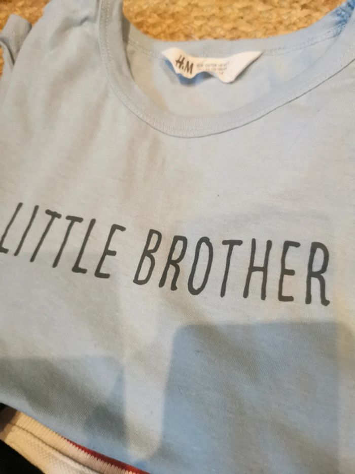 Lot 2 hauts 1 polo long orchestra 8 ans blanc 1 t shirt lonh littlr brother - photo numéro 4