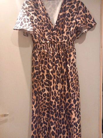 Robe longue fluide léopard S