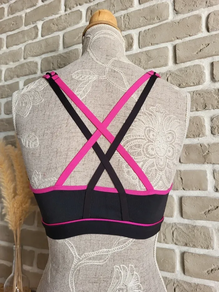 Brassière de sport bretelles croisées Calzedonia - noir et rose - photo numéro 6
