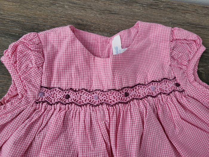 Jacadi - robe à smocks vichy rose + culotte 3 mois - photo numéro 2