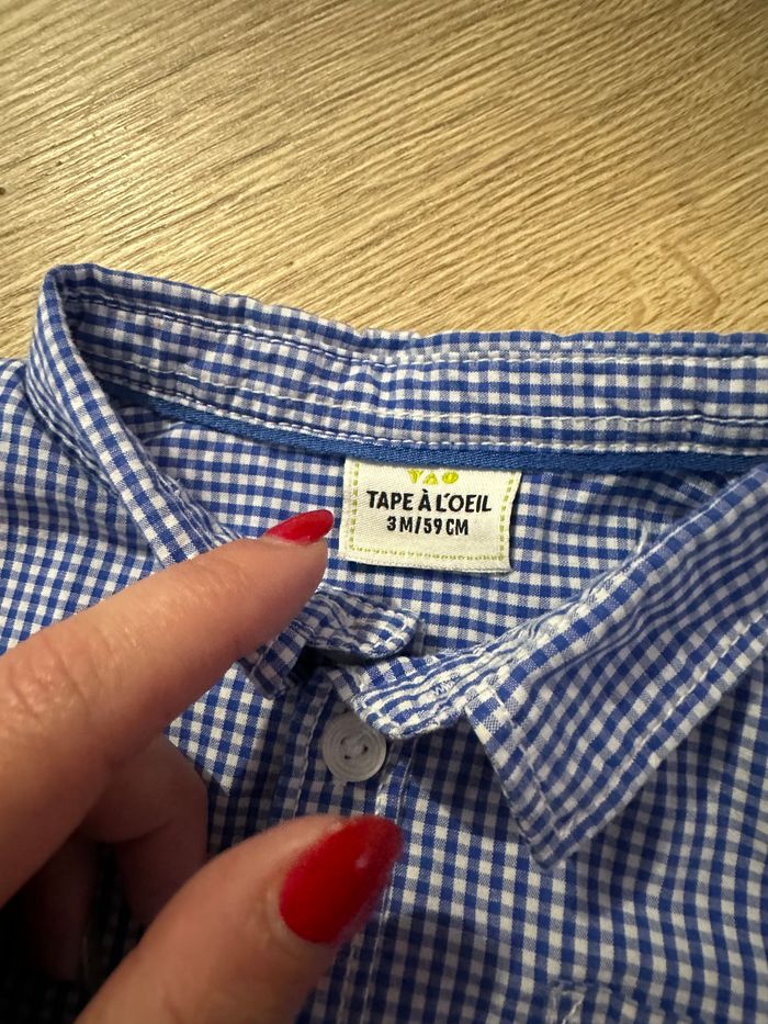 Chemise à carreaux Taille 3 mois - photo numéro 2