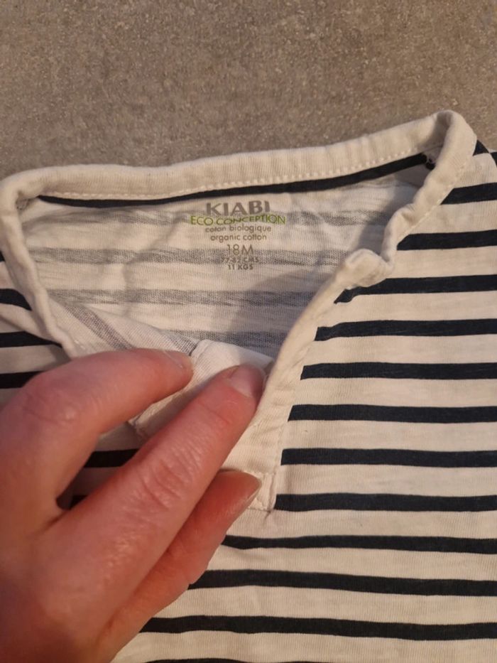 Lot 3 Tee-shirt manche courte été bébé garçon blanc marinière T18mois TBE tape à l'œil kiabi - photo numéro 4