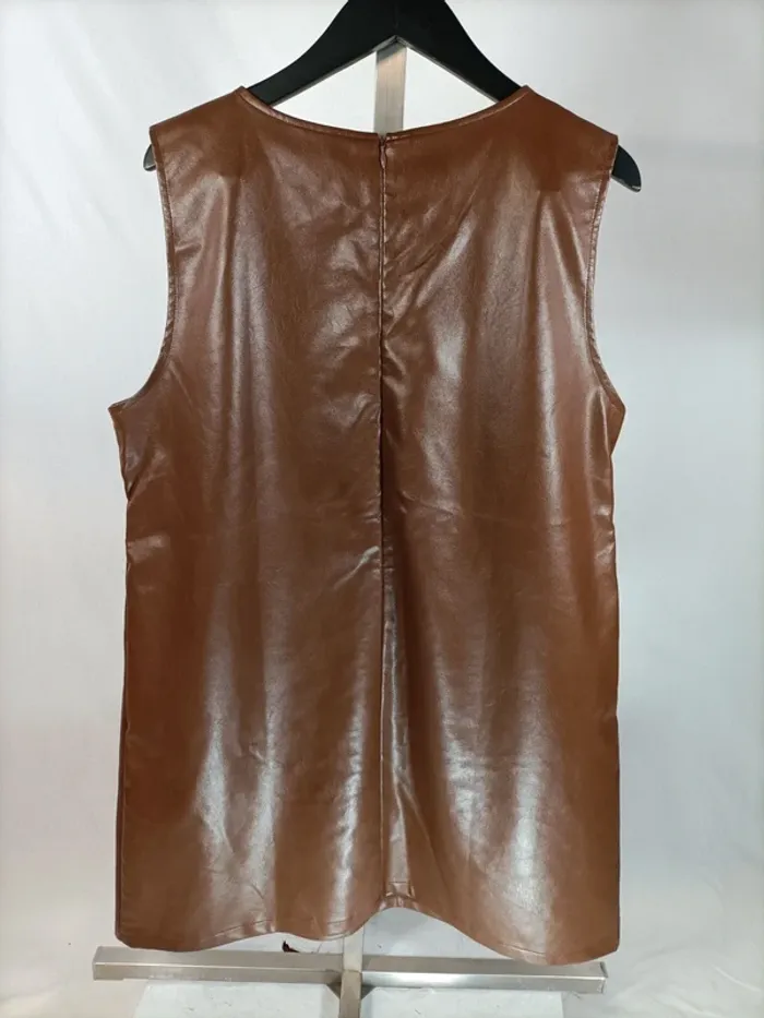 Robe en cuir synthétique Marron taille L - A068 - photo numéro 3