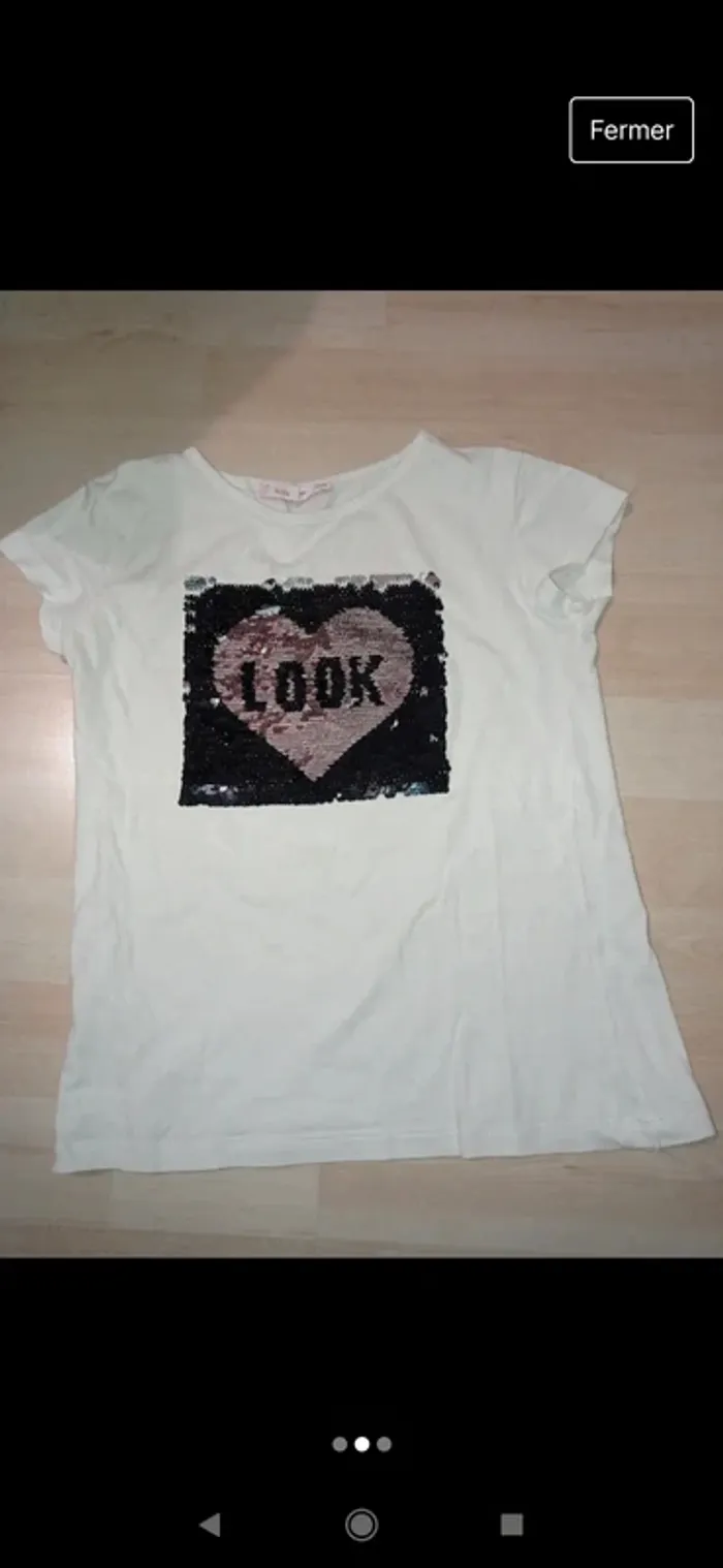T-shirt manche courte blanc avec motifs sequins - photo numéro 2