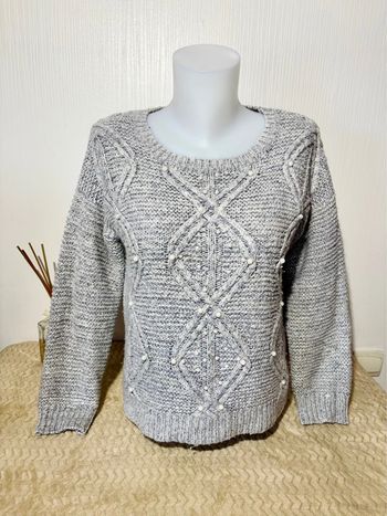 🧶 Pull Gris en Maille perlé - Taille 42/44