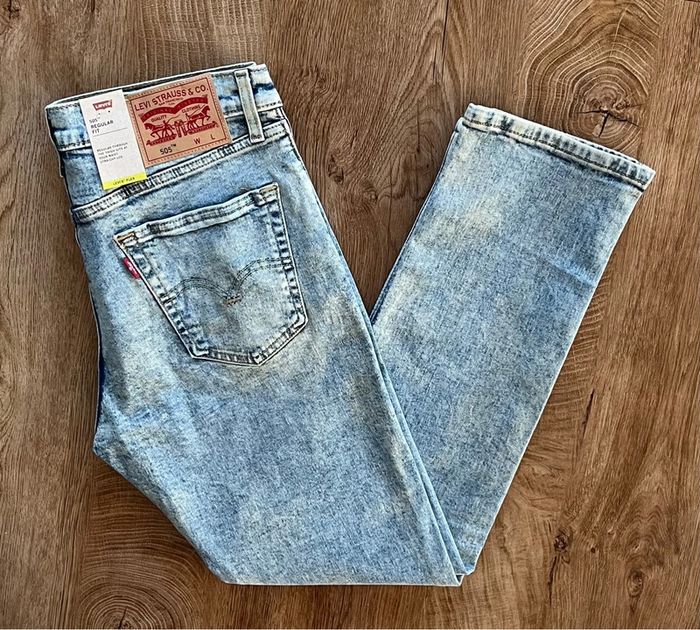 Jean/pantalon bleu clair et blanc Levi's 505 pour homme, taille : W 33 L 30 (42 taille française) - photo numéro 2