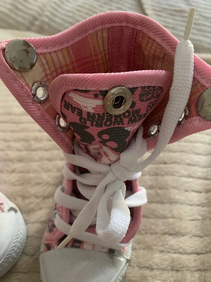 Basket rose en toile basse ou montante taille 19, bébé fille - photo numéro 5
