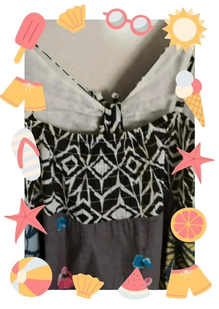 Robe fluide à motifs fleuris et géométriques colorés - photo numéro 5