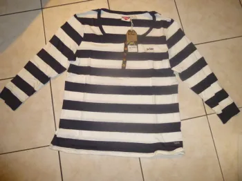 haut polo manche long rayé gris / blanc LEE Cooper taille XL