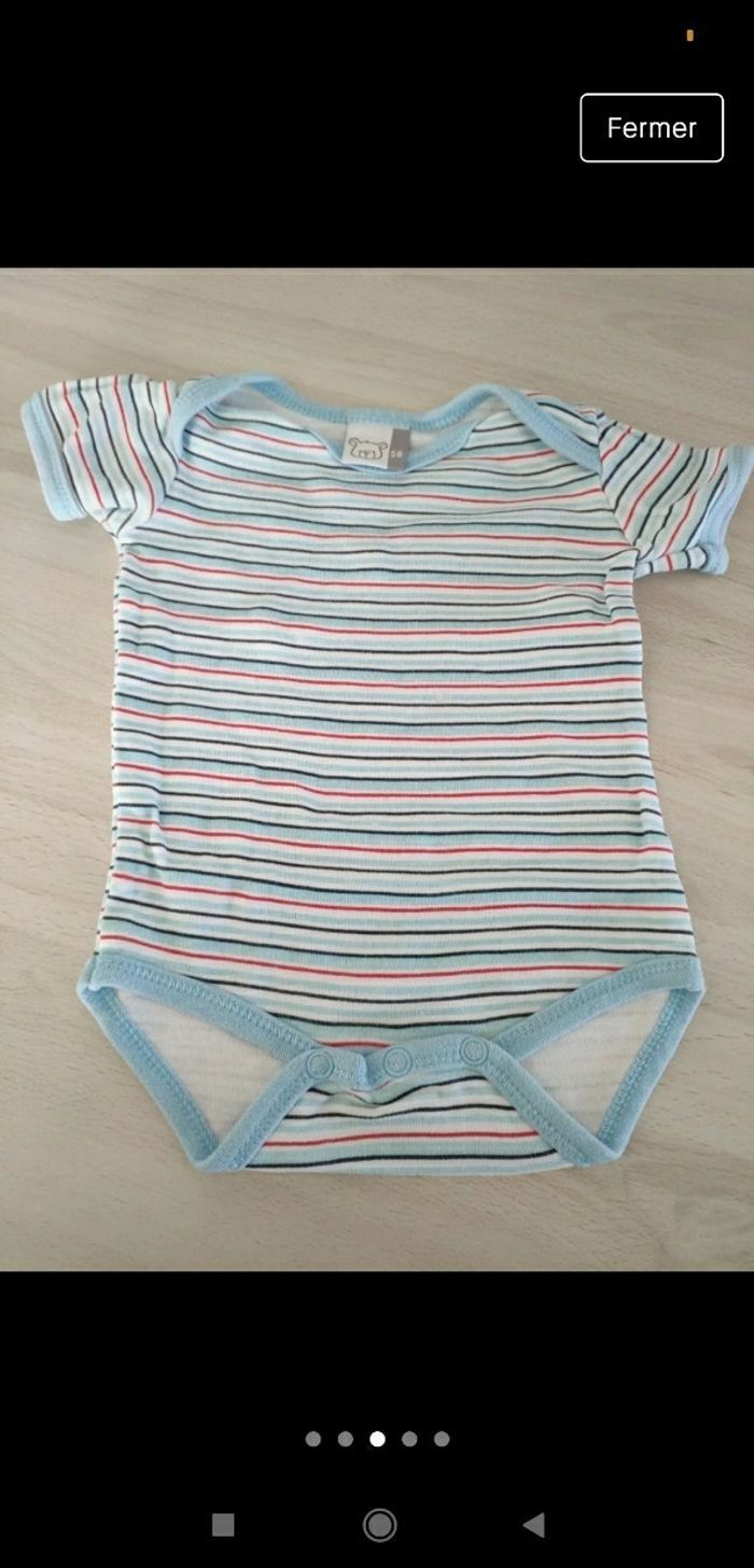 Lot de 2 bodys rayés bleu 3 mois bébé garçon - photo numéro 3
