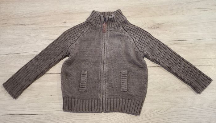 Gilet marron epais en grosse maille, Texbasic, 18 mois