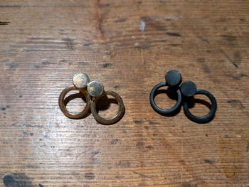 Lot boucles d'oreille or noir cercle double