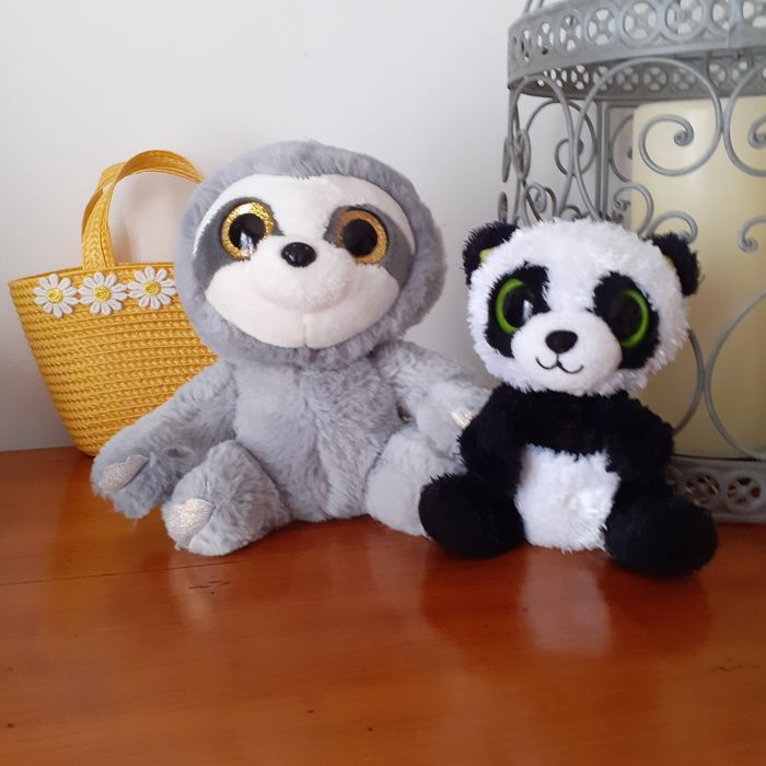 Doudou-peluche Paresseux +Bébé Panda