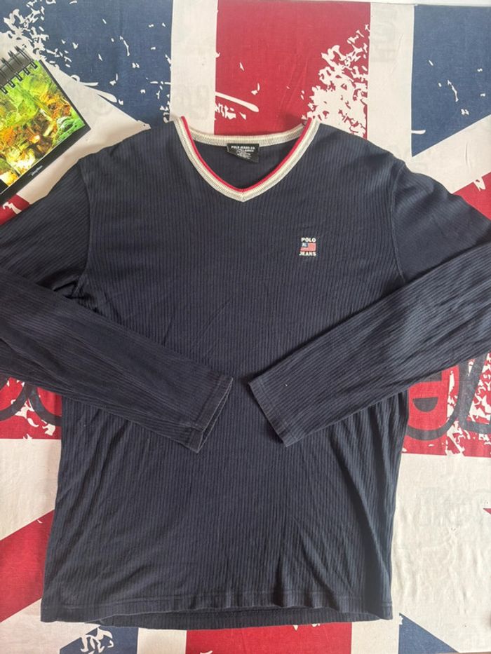 Sweat col V Polo Jeans Cc Ralph Lauren vintage made in nothern Mariana Islands taille Xl/Xxl
