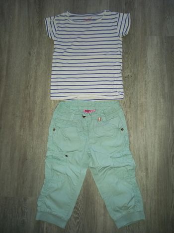 pantacourt et tee shirt rayé NKY taille 5 ans