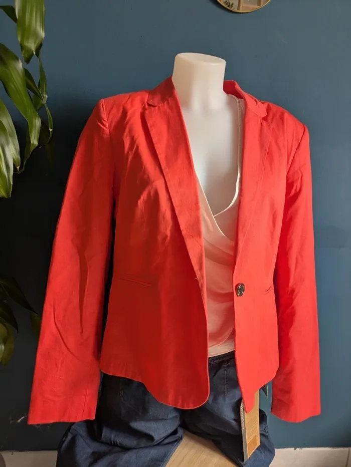 Veste blaser Camaïeu corail 46 - photo numéro 2