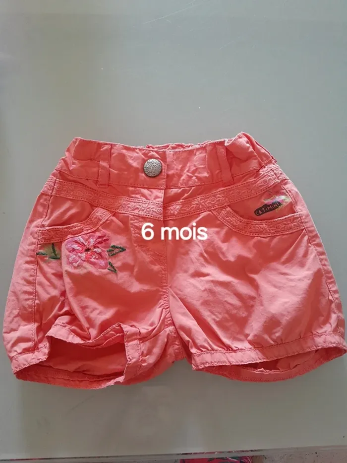 Short orange fille 6 mois