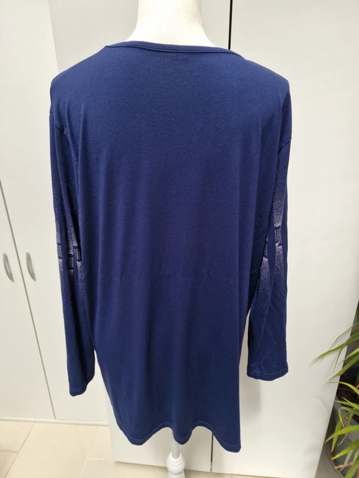Tunique Bleu Marine Imprimé Blanc Paillettes - photo numéro 5