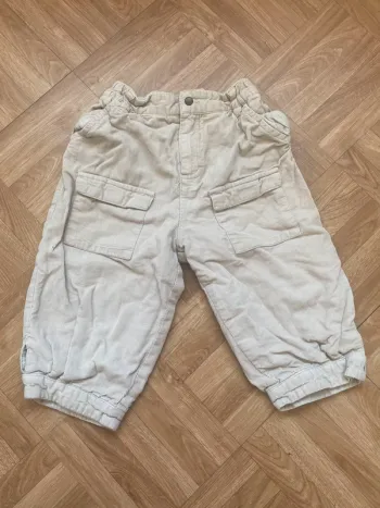 Pantalon cargo en velours côtelé beige vintage taille 24 mois Cyrillus