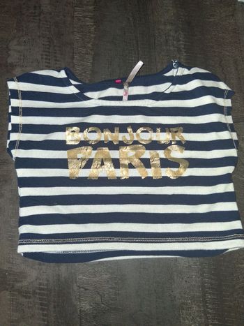 Crop top à rayures bleu marine Orchestra Bonjour Paris