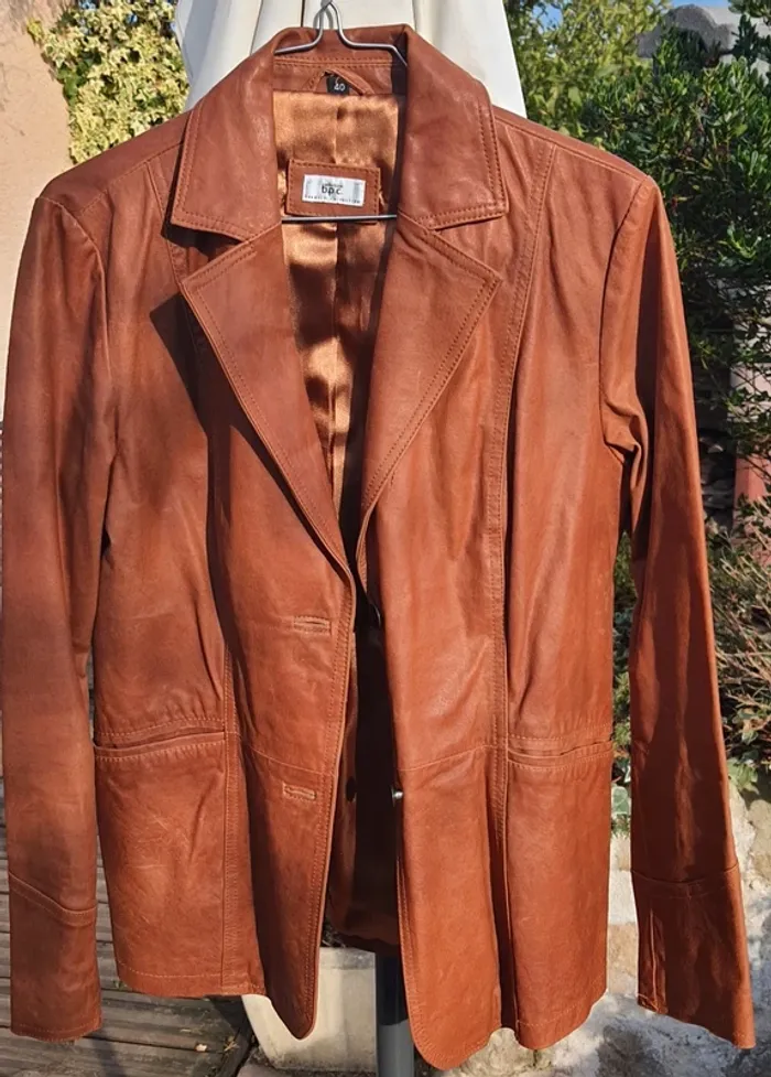 Belle Veste en cuir original Camel - photo numéro 5
