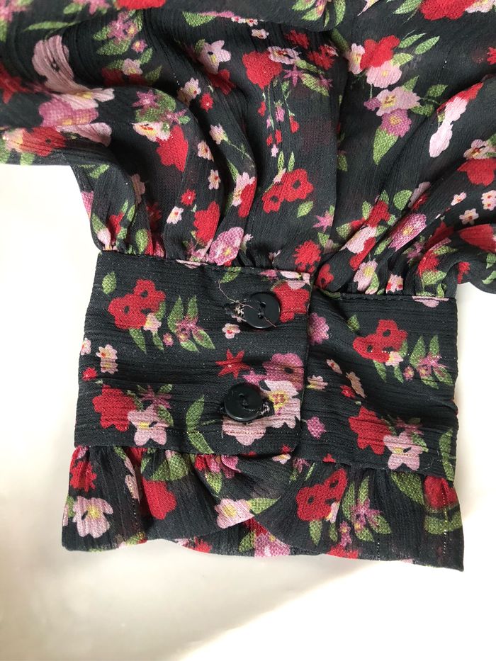 Chemise noire fleurie Fil or 42 la city - photo numéro 7