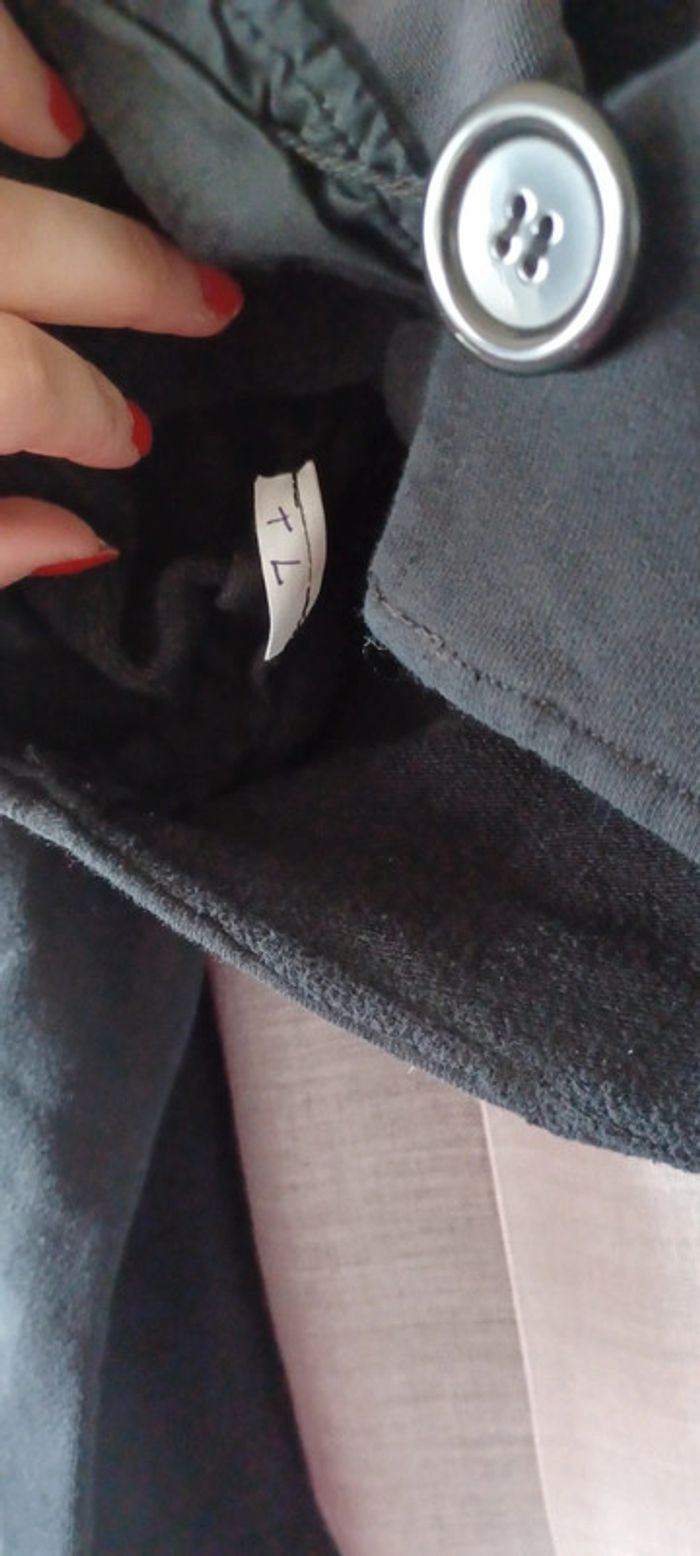 Veste femme courte noire PROMOD, avec col couleur taupe, taille L - photo numéro 4