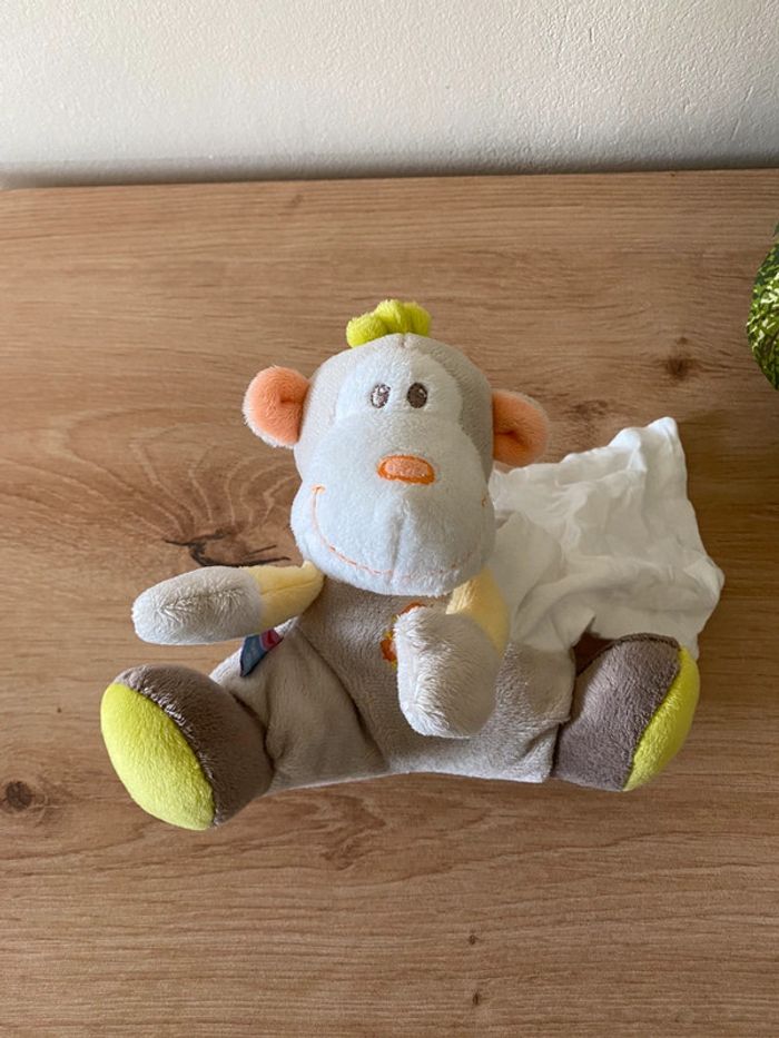 Doudou singe marron beige vert mouchoir sucre d orge - photo numéro 4