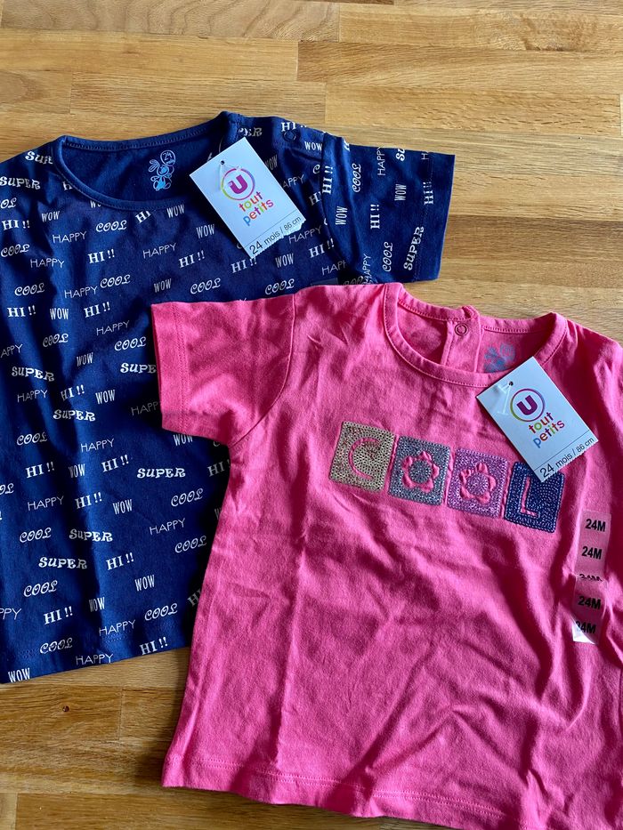 Lot de deux t-shirts neufs - 24 mois - photo numéro 2