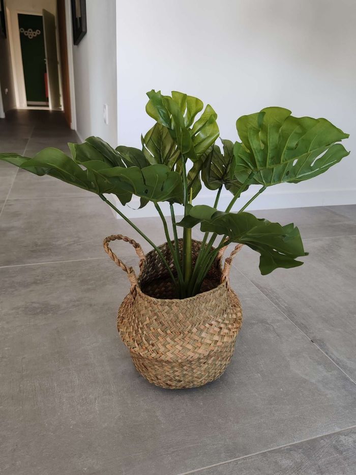 Plante artificielle Monstera 60 cm + panier en osier - photo numéro 3