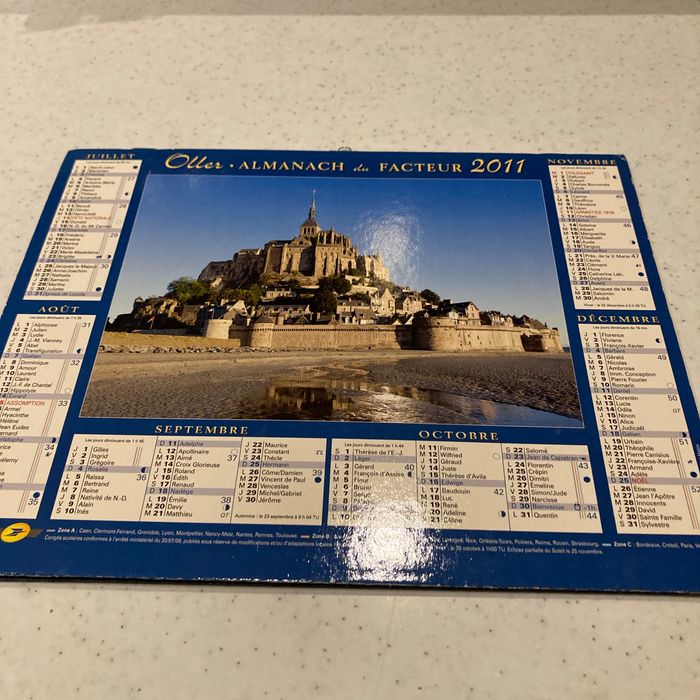 Calendrier poste 2011