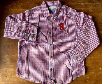 Chemise à carreaux rouges bleus blancs 6 ans DPAM