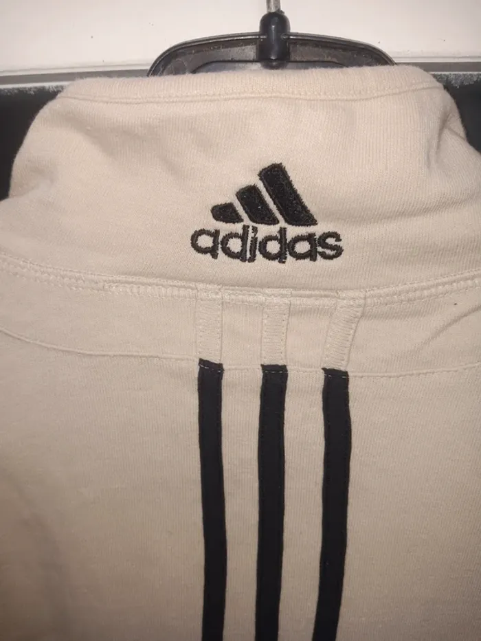 Adidas vintage polo taille S manche courte zippé beige noir - photo numéro 4