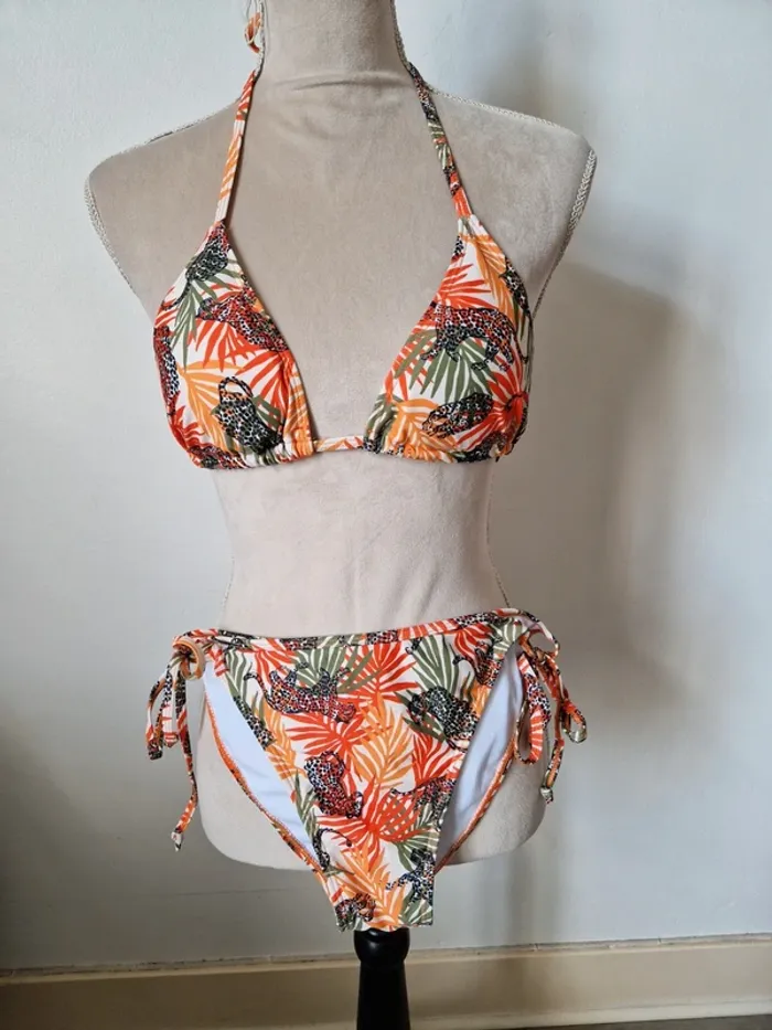 Maillot de bain 2 pièces feuilles léopard sorbetto taille m