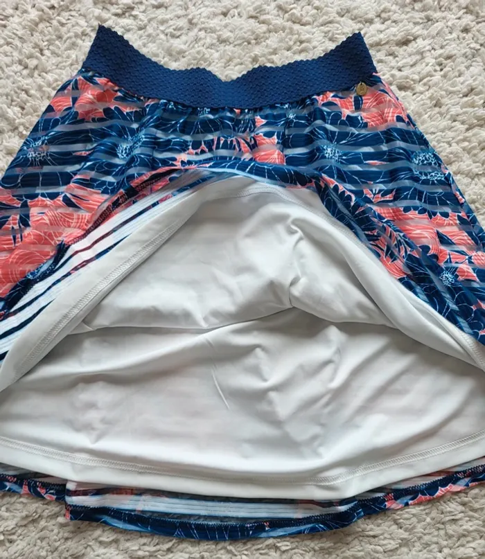 Jupe fleurie corail et bleu marine Jus d'Orange Taille 2 - photo numéro 7