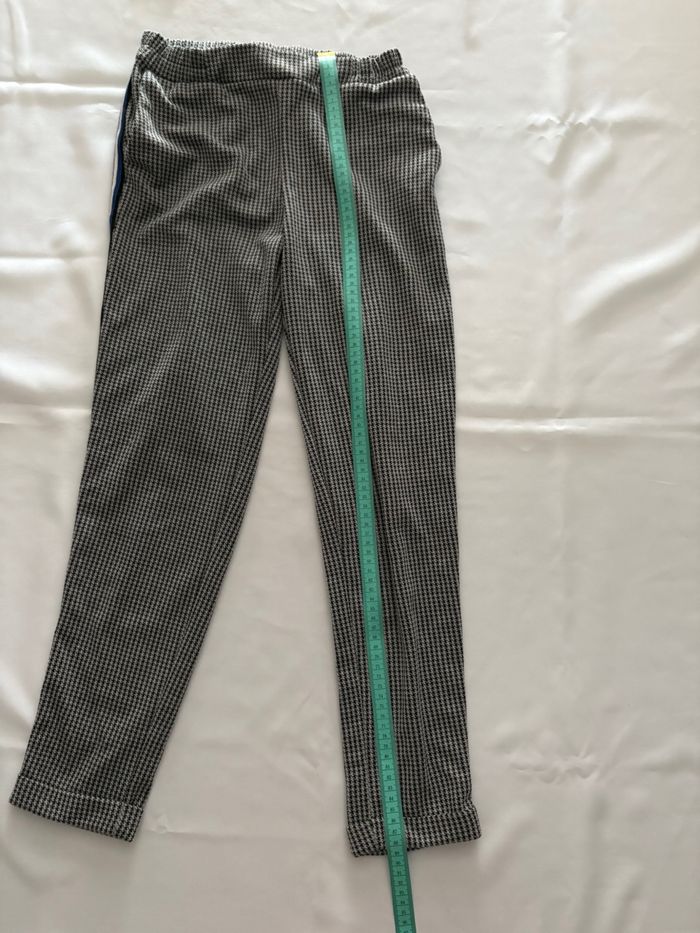 Pantalon habillé à motif pied de poule noir et blanc avec bandes bleu - Primark - XS/34 - photo numéro 6