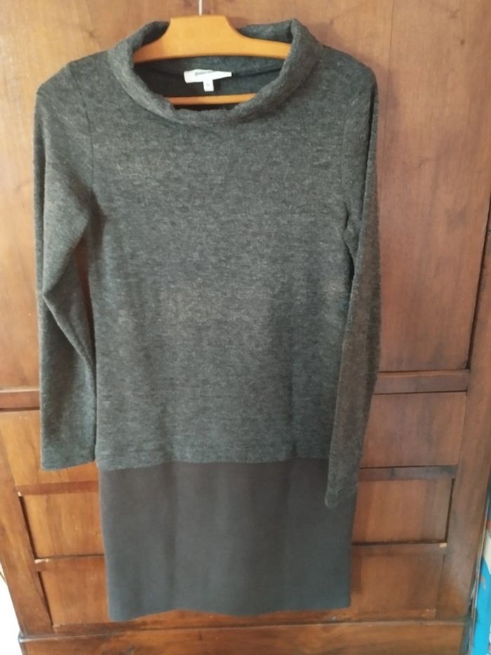 🌺 Robe gris chiné - 2 matières - Taille 36 - Grain de malice 🌺