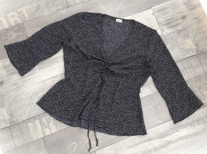Chemisier fluide noir à pois blancs, Pimkie