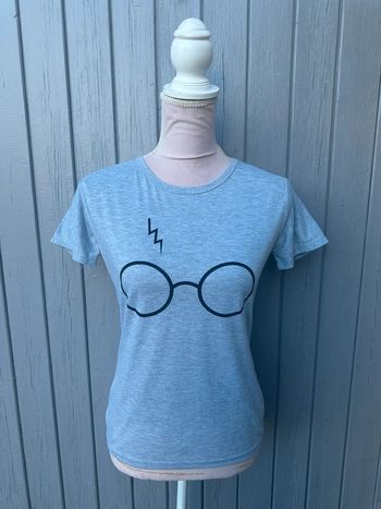 T-shirt été manches courtes gris noir lunettes Harry Potter