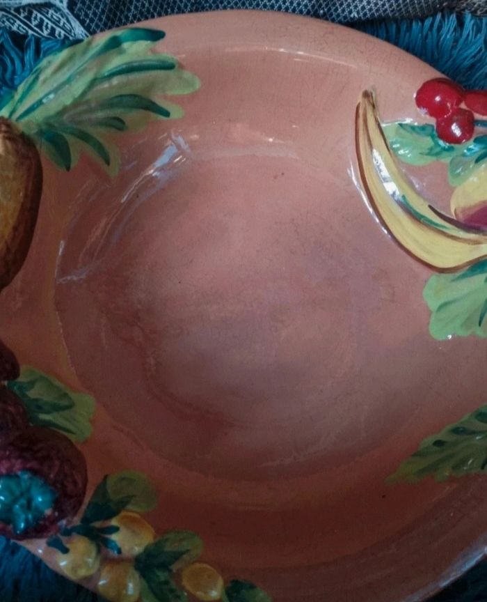 Coupe à fruits en barbotine vintage - photo numéro 3