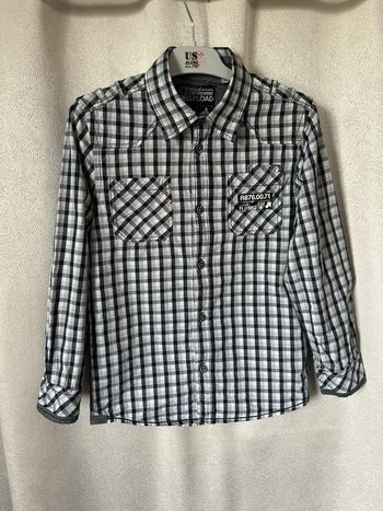 Chemise coton écossais noir et blanc 8 ans C&A Palomino 